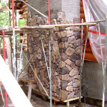 Veneer stone exterior chimney